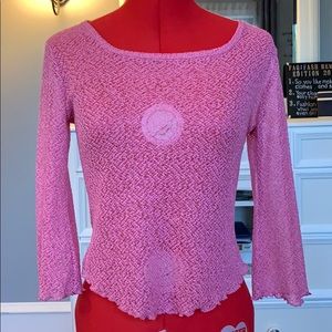 Pink 3/4 bell sleeve blouse